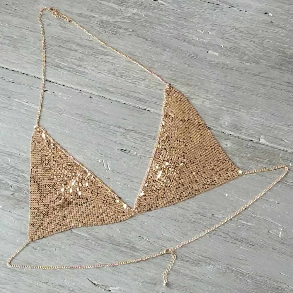BRALETTE GOLD MESH CHAIN BRALETTE - Picture 3 of 4